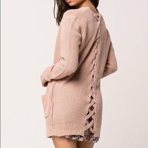 Blush Essential Lace Up Back Cardigan
